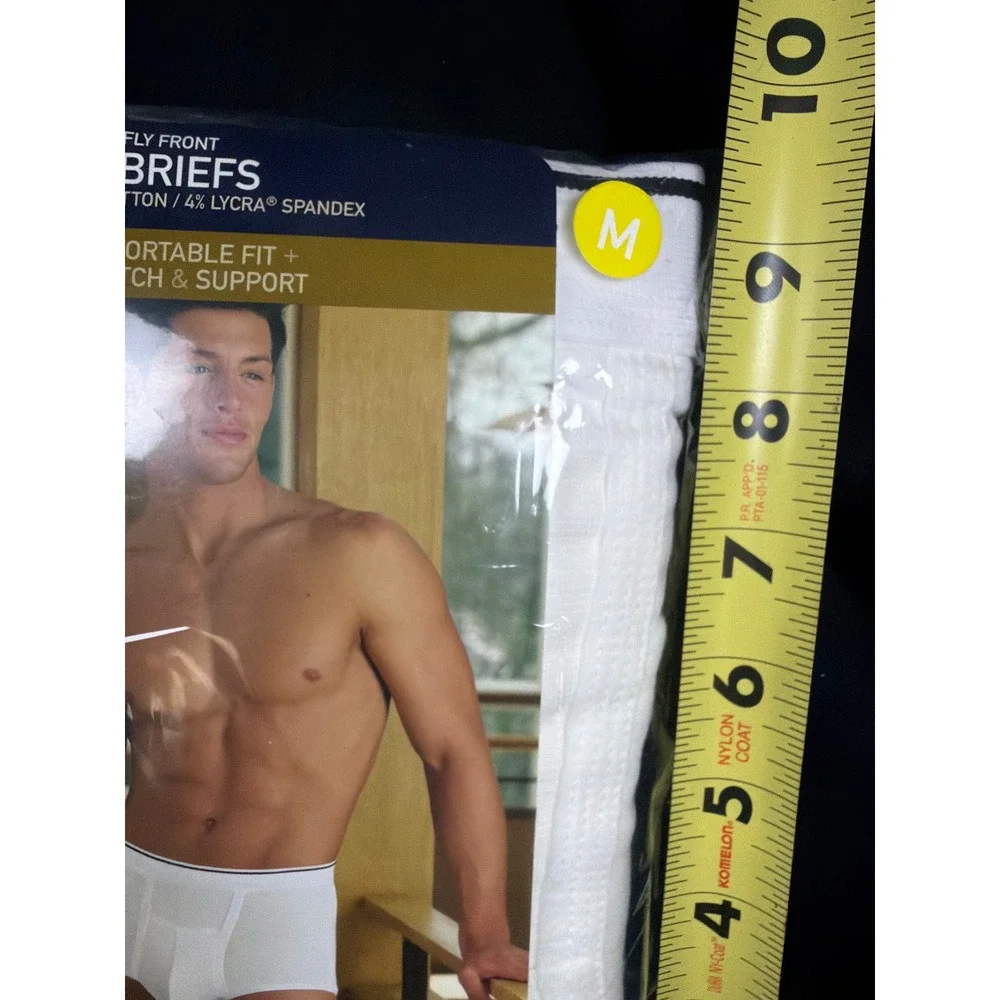 Jockey‎ Pouch Fly Front Briefs Men Size M White Cotton Spandex 3-Pack Style 1135